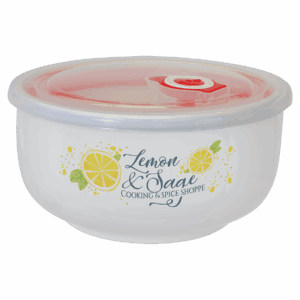 3" x 5.7" Ceramic Storage Bowl with Flexible Plastic Lid