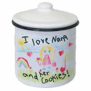 4.15" x 3.1" White/Black Enamel Canister with Lid