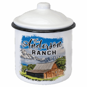 5.25" x 3.9" White/Black Canister with Lid