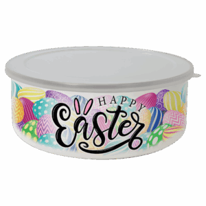50 oz. Short Enamel Bowl with Lid