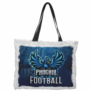 16" x 20" White Poly Fabric Bag with Black Straps and 4" Gusseted Bottom