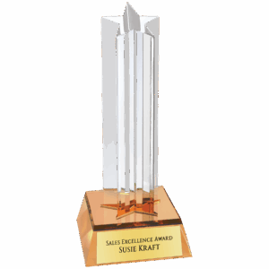 6 3/4" Gold Star Column Acrylic with Gold Base