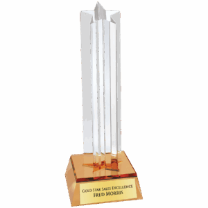 7 1/2" Gold Star Column Acrylic with Gold Base