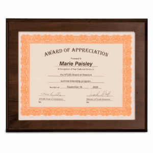 13" x 10 1/2" Cherry Finish Slide-In Frame Plaque with 11" x 8 1/2" Window