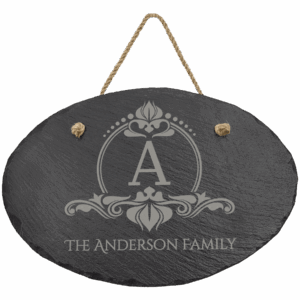 11 3/4" x 7 3/4" Oval Slate Decor with Hanger String