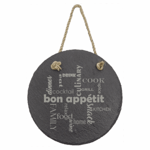 7" Round Slate Decor with Hanger String