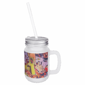 12 oz. Sublimatable Frosted Mason Jar with Lid & Straw