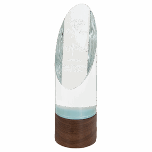 9" Cylinder Sierra Glass with Walnut Base