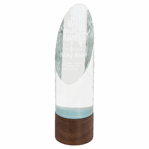 9 3/4" Cylinder Sierra Glass with Walnut Base