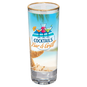 2 1/2 oz. Sublimatable Glass Shooter with Gold Rim