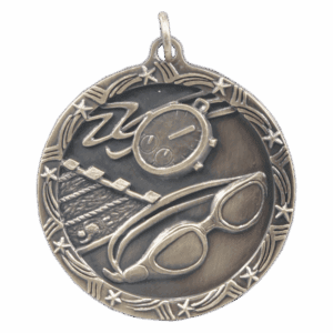 1 3/4" Swimming Shooting Star Medal