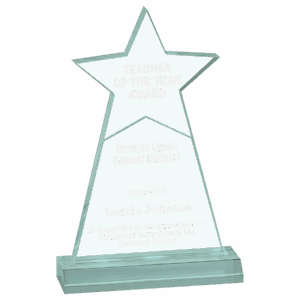 4 3/4" x 8" Jade Star Obelisk Acrylic with 5 3/4" Base