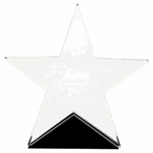 5 3/4" x 5 1/2" Clear Glass Star on Black Base