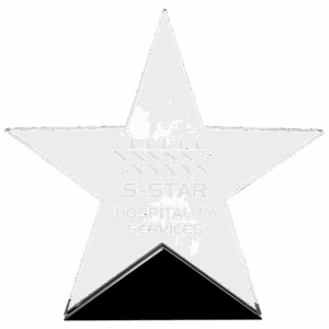6 3/4" x 6 1/2" Clear Glass Star on Black Base