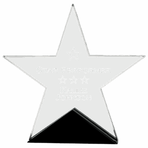 7 3/4" x 7 1/2" Clear Glass Star on Black Base