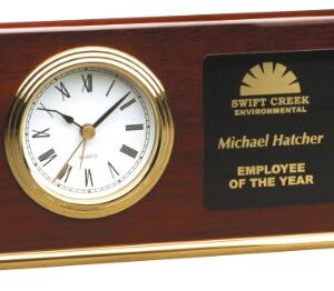 7 1/2" x 4" Rosewood Piano Finish Horizontal Desk Clock