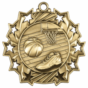2 1/4" Basketball Ten Star Medal