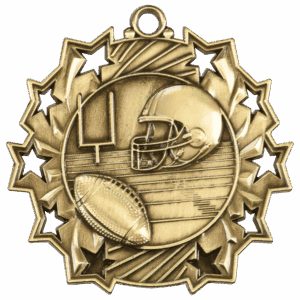 2 1/4" Football Ten Star Medal