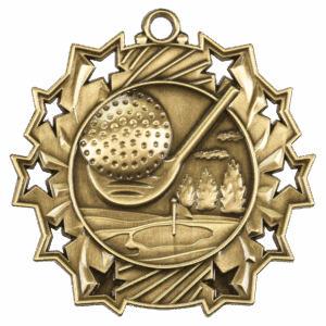 2 1/4" Golf Ten Star Medal