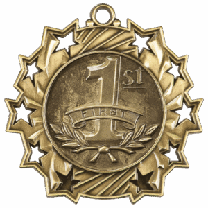 2 1/4" Antique Gold 1st Place Ten Star Medal