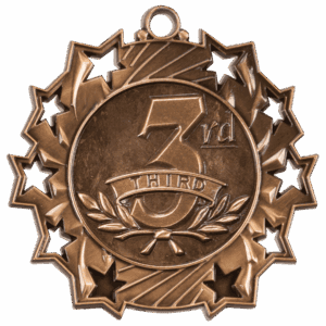 2 1/4" Antique Bronze 3rd Place Ten Star Medal