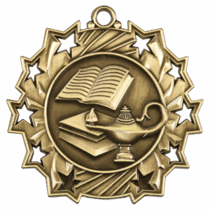 2 1/4" Lamp of Knowledge Ten Star Medal