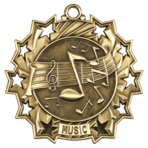 2 1/4" Music Ten Star Medal