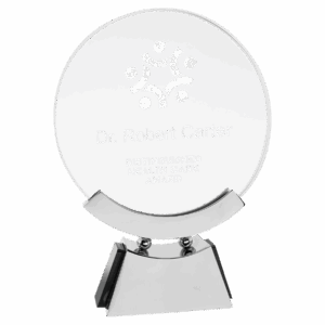 7 3/4" Round Voyager Glass with Silver/Black Base