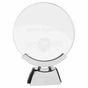 8 1/2" Round Voyager Glass with Silver/Black Base